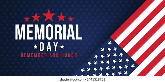 Memorial Day - Remember and honor with USA flag, Vector illustration.