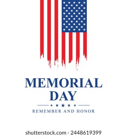 Memorial Day Remember and honor with USA flag, Vector illustration banner with salute vector illustration