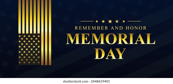 Memorial Day Remember and honor with USA flag, Vector illustration banner with salute vector illustration