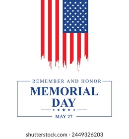 Memorial Day Remember and honor with USA flag, Vector illustration banner with salute vector illustration