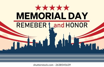 Memorial Day - Remember and honor with USA flag, Vector illustration. Memorial Day concept vector illustration.