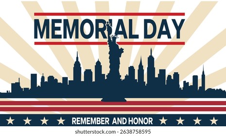 Memorial Day - Remember and honor with USA flag, Vector illustration. Memorial Day concept vector illustration.