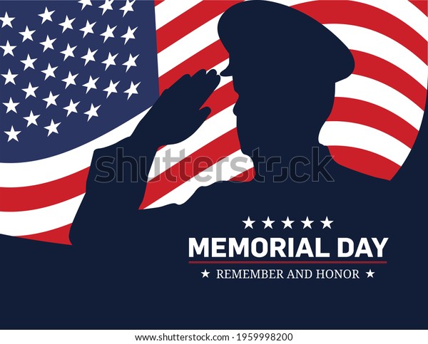 Memorial Day - Remember and honor with USA\
flag, Vector illustration. Memorial Day concept with salute vector\
illustration.