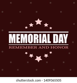 Memorial Day. Remember and honor. Vector illustration, card, banner. Red background with stars