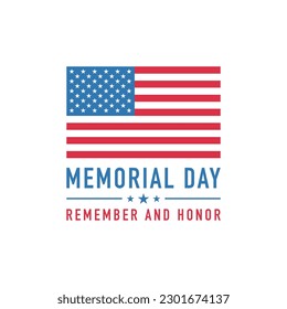 Memorial Day, Remember and Honor vector banner.  USA Memorial Day celebration poster.