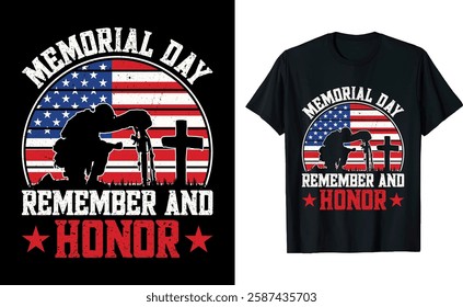 Memorial Day Remember and Honor Veteran Graphic T-shirt Design