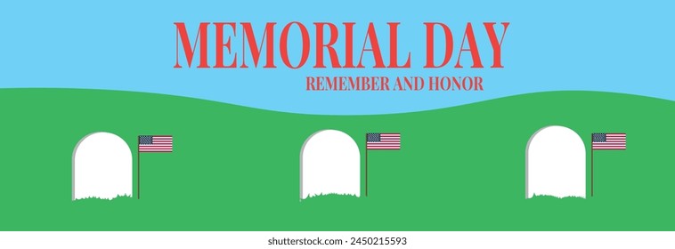 Memorial day Rememver and Honor Vector poster. American National day.