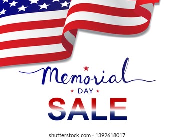 Memorial Day Sale Background, Card, Banner, Wallpaper Vector illustration