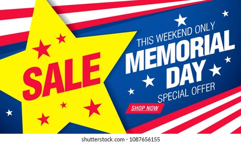 Memorial Day Sale Banner Layout Design