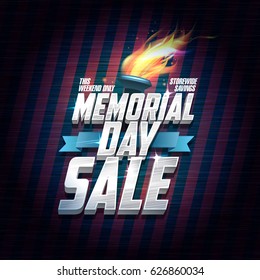 Memorial Day Sale Design, Storewide Savings This Weekend. Business Vector Poster 