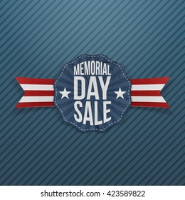 Memorial Day Sale festive Emblem with Ribbon