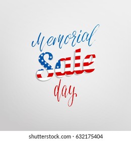 Memorial Day sale. Holiday card with calligraphy for memorial Day proposal, sale, discount