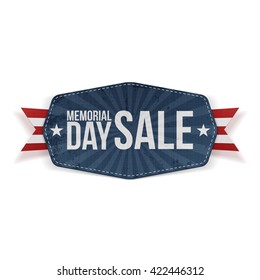 Memorial Day Sale Label with Ribbon and Shadow