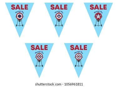Memorial Day Sale on Triangle Bunting Flags. All the objects are in different layers and the text types do not need any font.  