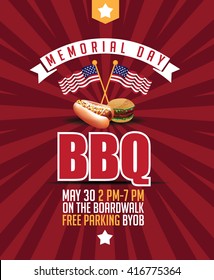 Memorial Day Sale Parade BBQ marketing template. EPS 10 vector.