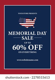 Memorial day  sale poster flyer social media post design