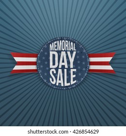 Memorial Day Sale realistic Sign and Ribbon