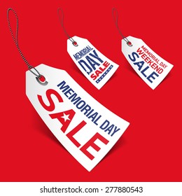 Memorial Day sale tags. Vector.