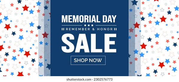 Memorial day sale vector banner template. Memorial Day sale Background or banner design template with USA flag Vector. Remember and Honor.  National American holiday illustration.