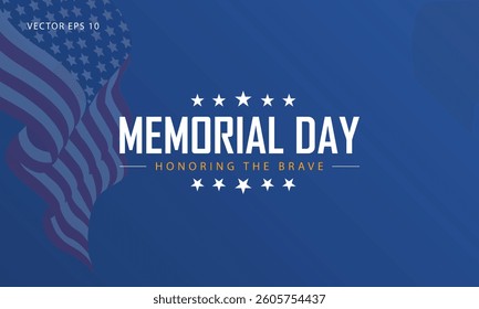 Memorial Day Salute with American Flag on Blue Background