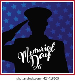 Memorial Day saluting soldier marketing background design. EPS 10 vector.