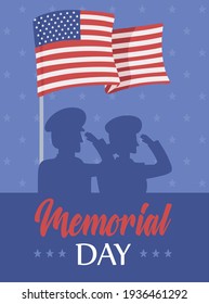 memorial day saluting soldiers flag