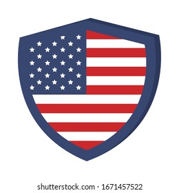 memorial day shield flag american celebration vector illustration flat style icon
