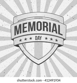 Memorial Day Shield on striped grunge Background