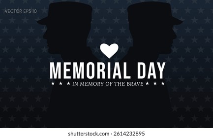 Memorial Day Silhouette Tribute with Heart Symbol