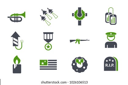 memorial day simple vector icons in two colors