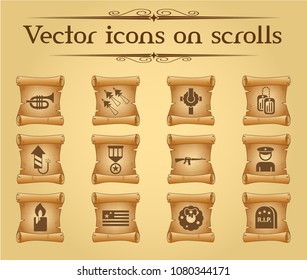 memorial day simple vector icons on ancient scrolls