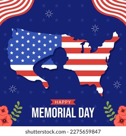 Memorial Day Social Media Background Illustration Cartoon Hand Drawn Templates