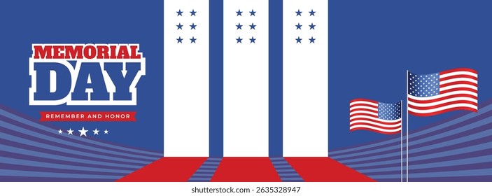 Memorial Day social media cover banner with USA flag | United States Memorial Day web banner