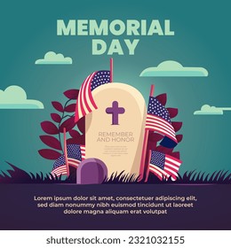 Memorial day social media post vector design