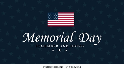 Memorial Day social media post banner set, Background or typography design set. Remember and Honor. National American holiday illustration