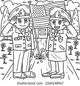 Memorial Day Soldier Hand Salute Coloring Page 