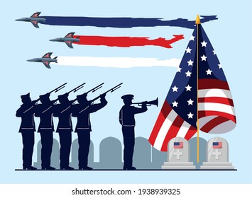 memorial day soldier salute flag plane