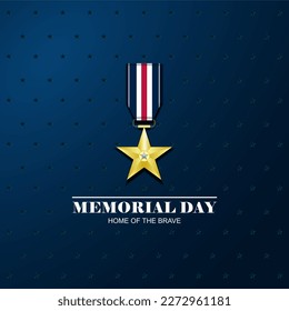 Memorial day square background design with home of the brave text 