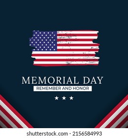 Memorial Day Square Banner Design Template. Usable For Social Media Post, Greeting Card, Banner, And Web.