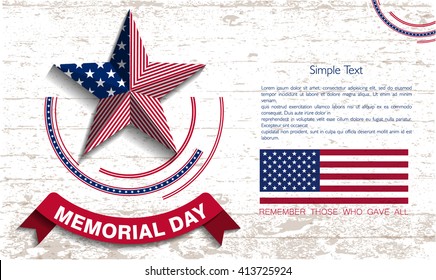 Memorial Day. Star. Abstract memorial day background. Vector illustration.