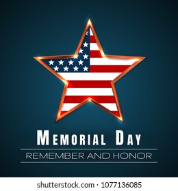 Memorial Day with star in national flag colors.