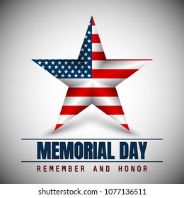 Memorial Day with star in national flag colors.