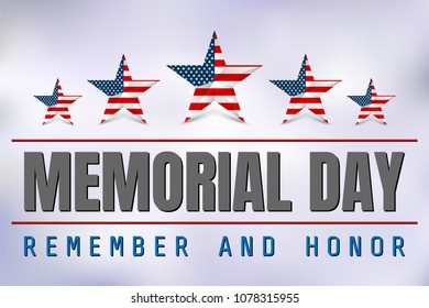Memorial Day with star in national flag colors.