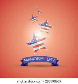 Memorial Day with star in national flag colors