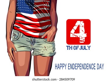 Memorial Day with star in national flag colors. Happy independence day card United States of America, 4 th of July.
