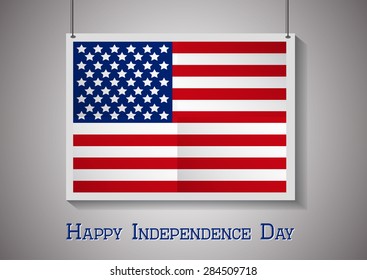 Memorial Day with star in national flag colors. Happy independence day card United States of America, 4 th of July.