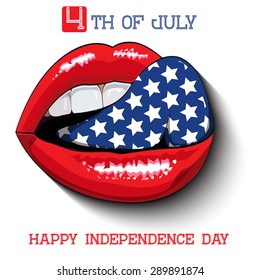 Memorial Day with star in national flag colors. Happy independence day card United States of America, 4 th of July.
