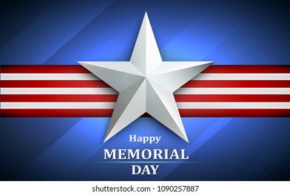 Memorial Day with star on national flag background. Vector illustration