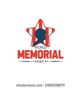 Memorial day star shaped with a soldier silhouette