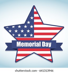 Memorial Day with star in USA national flag colors. Vector illustration